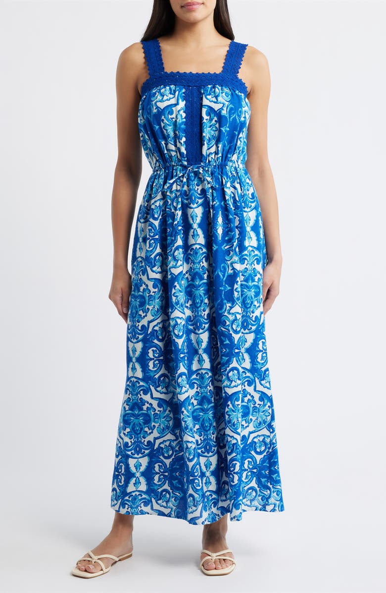 CITY BLUES Allover Print Sleeveless Maxi Dress, Main, color, Cobalt