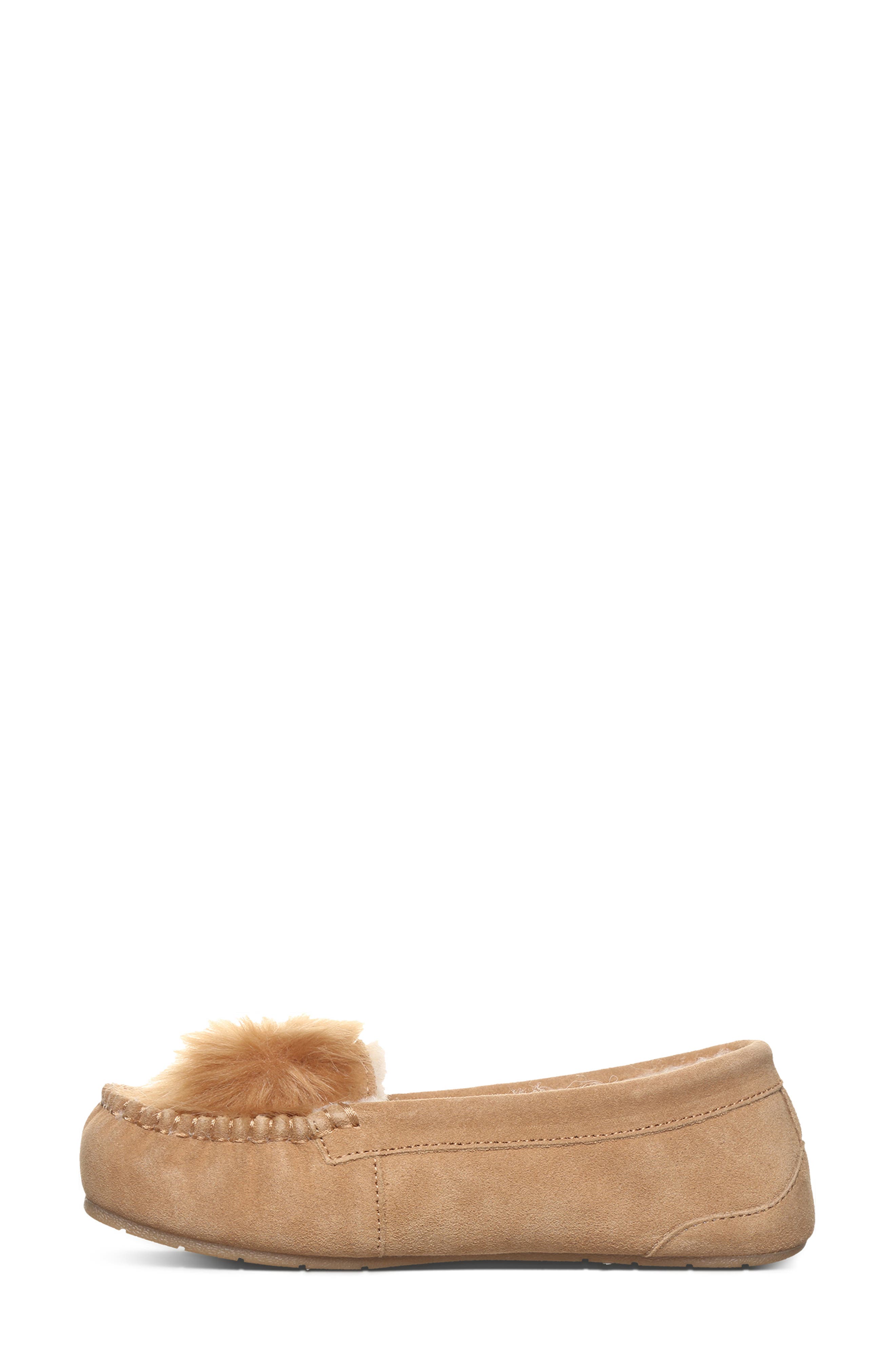 BEARPAW Erika Faux Fur Pompom Slipper, Alternate, color, Iced Coffee