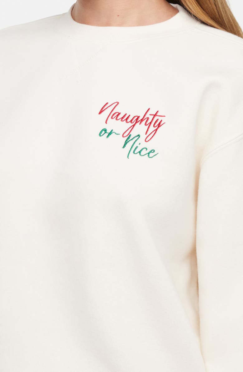 Wildfox Charlie Naughty or Nice Sweatshirt, Alternate, color, Eggnog