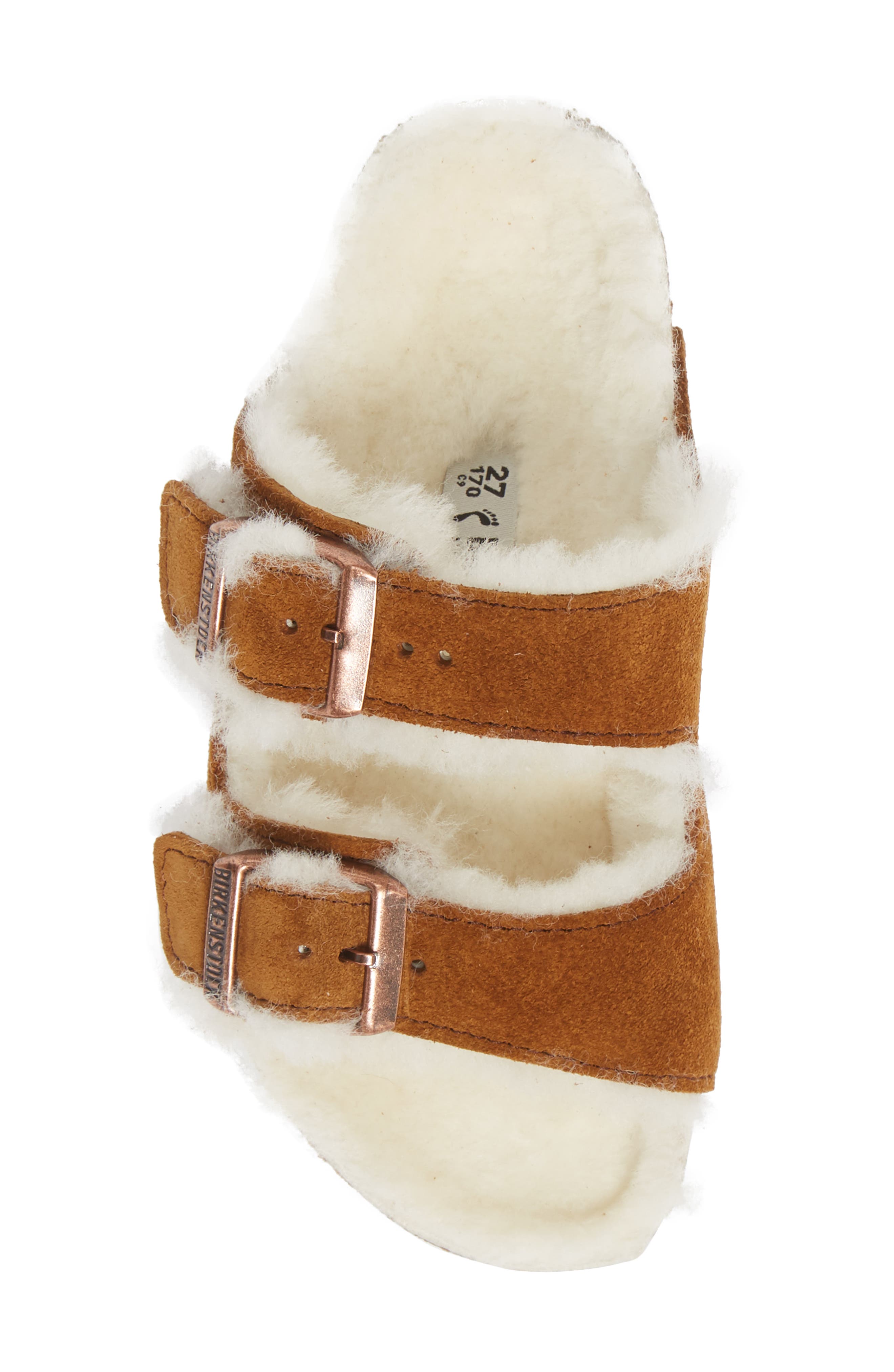 Kids' Arizona Genuine Shearling Slide Sandal, Alternate, color, BROWN