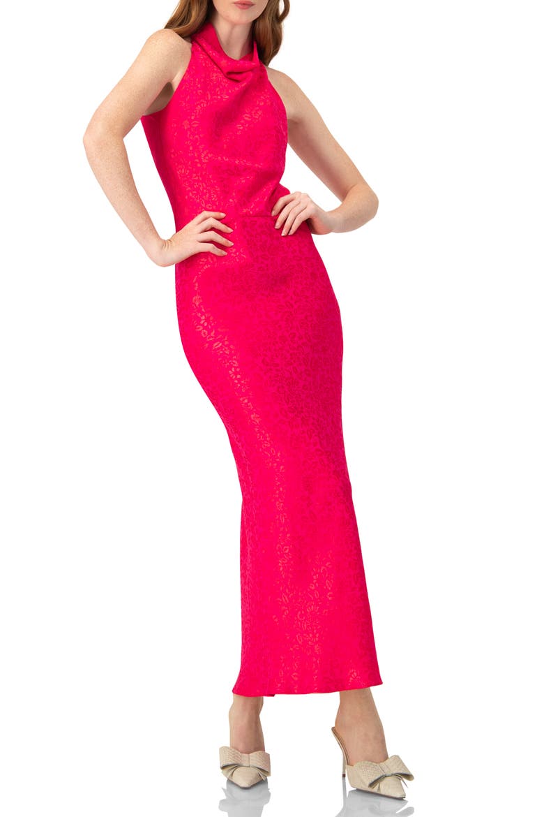 Halter Neck Sleeveless Maxi Dress, Main, color, Pink