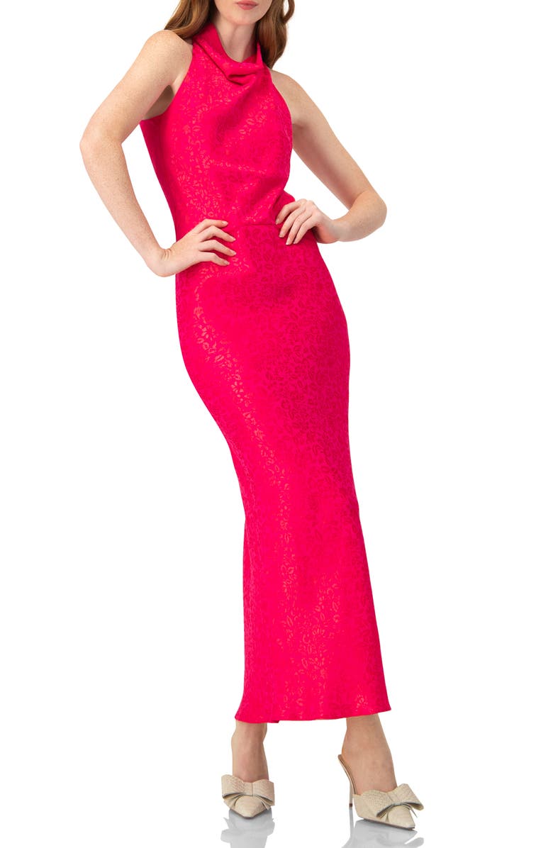 IVONNE Halter Neck Sleeveless Maxi Dress, Main, color, Pink