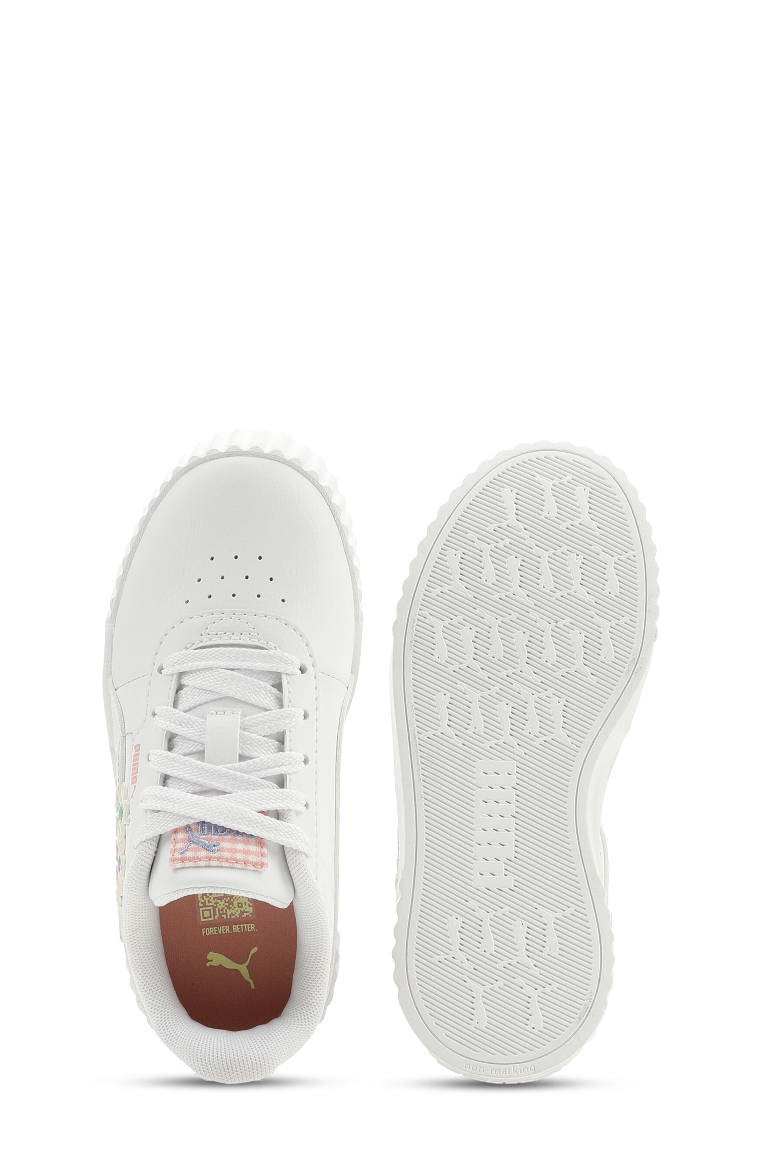 PUMA Kids' Carina 3.0 Crafty Floral Low Top Sneaker, Alternate, color, Puma White/ Rosy/ Lavender