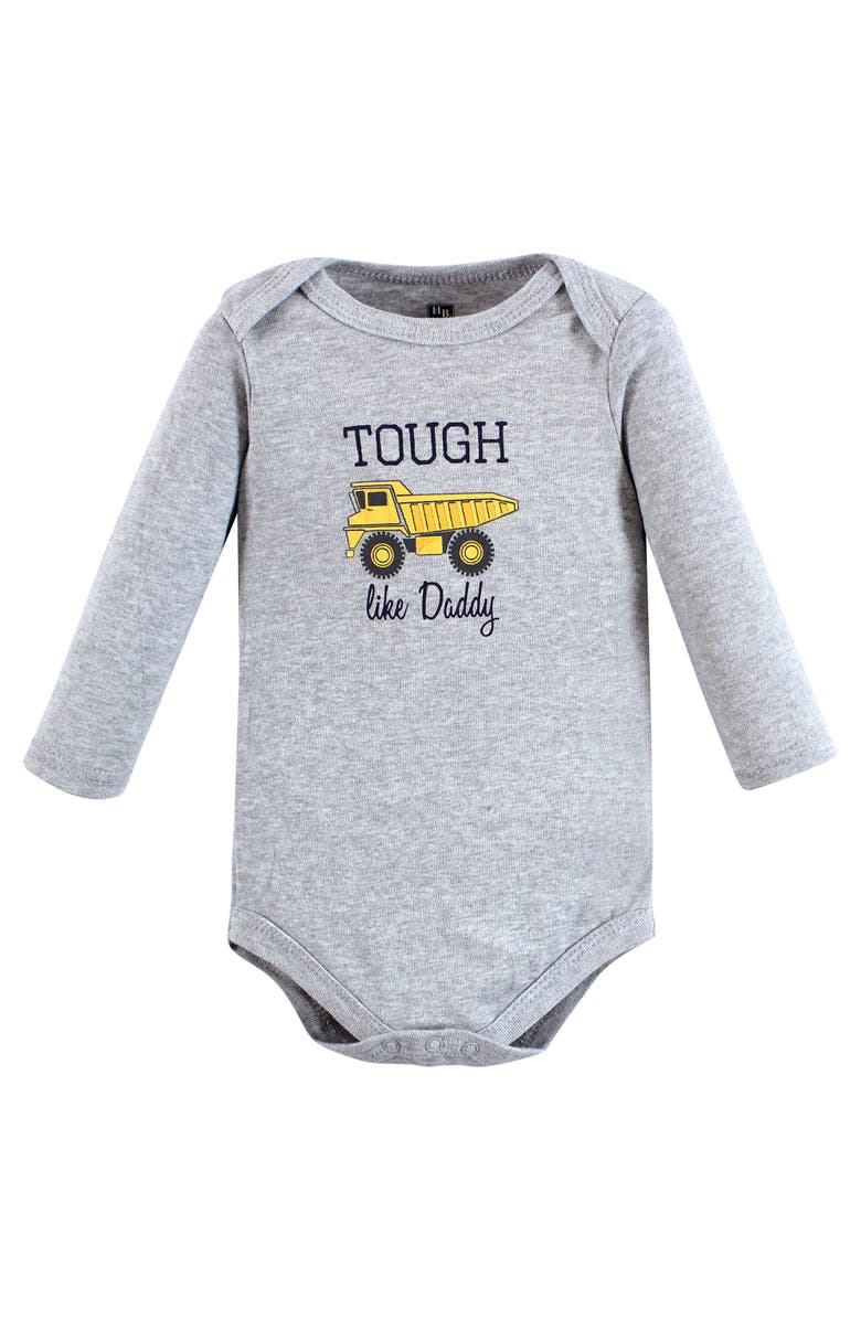 Hudson Baby Cotton Long-Sleeve Bodysuit Three-Piece Set, Alternate, color, Construction