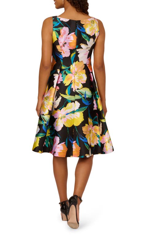 Adrianna Papell Floral Mikado Fit & Flare Dress In Multi