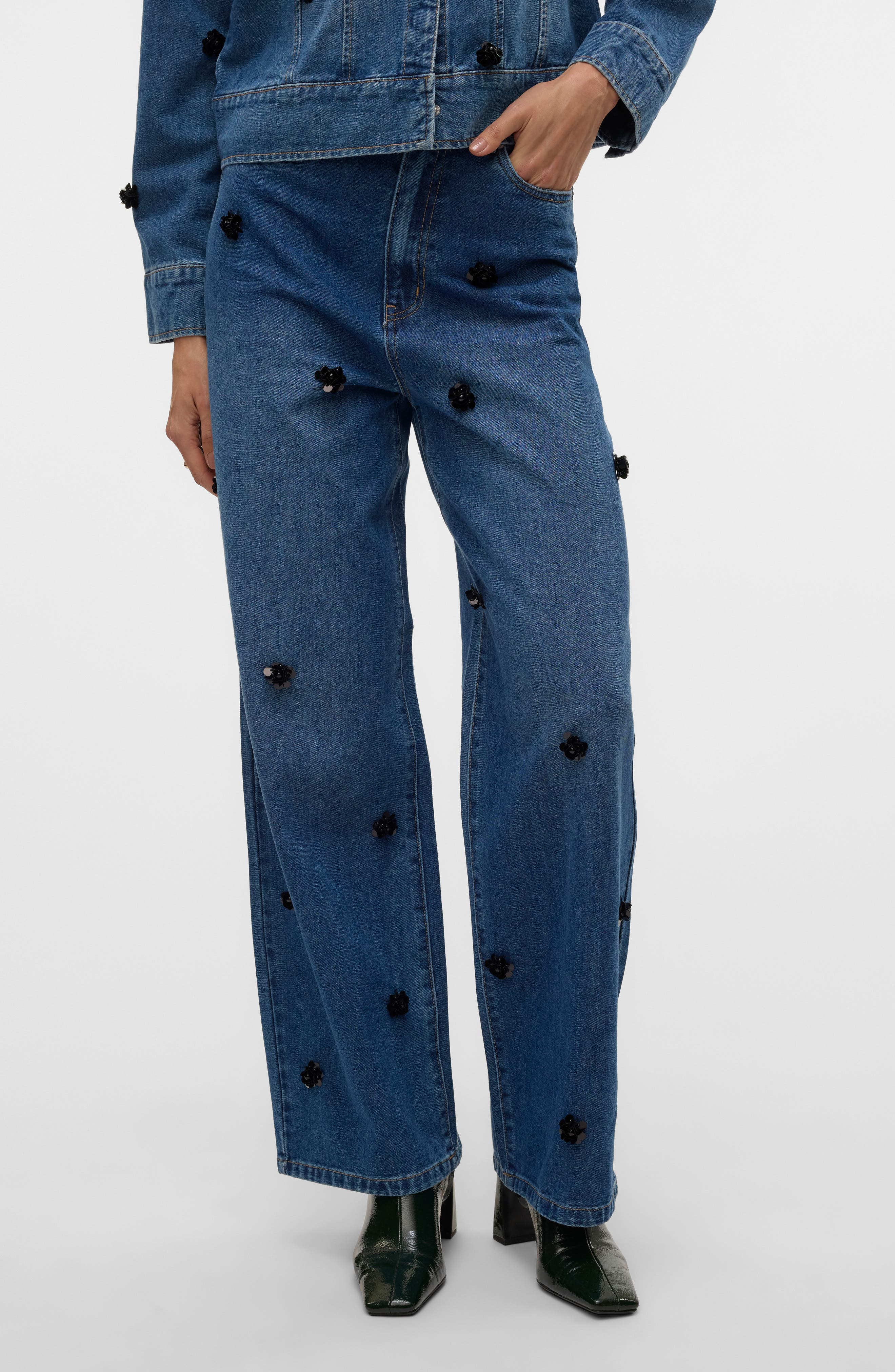 VERO MODA Taylor Embellished Loose Baggy Jeans
