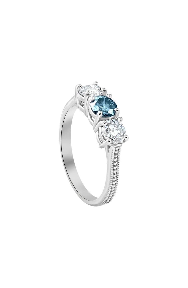 Bliss Diamond 1 1/2Ct Blue Diamond 3-Stone Accent Engagement Ring in Gold Lab Grown, Alternate, color, 