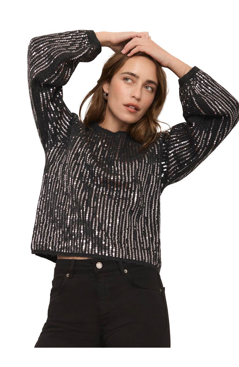 MINT VELVET Sequin Knit sweater, Alternate, color, Grey