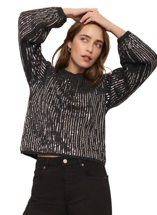 Mint Velvet Sequin Knit Sweater In Black