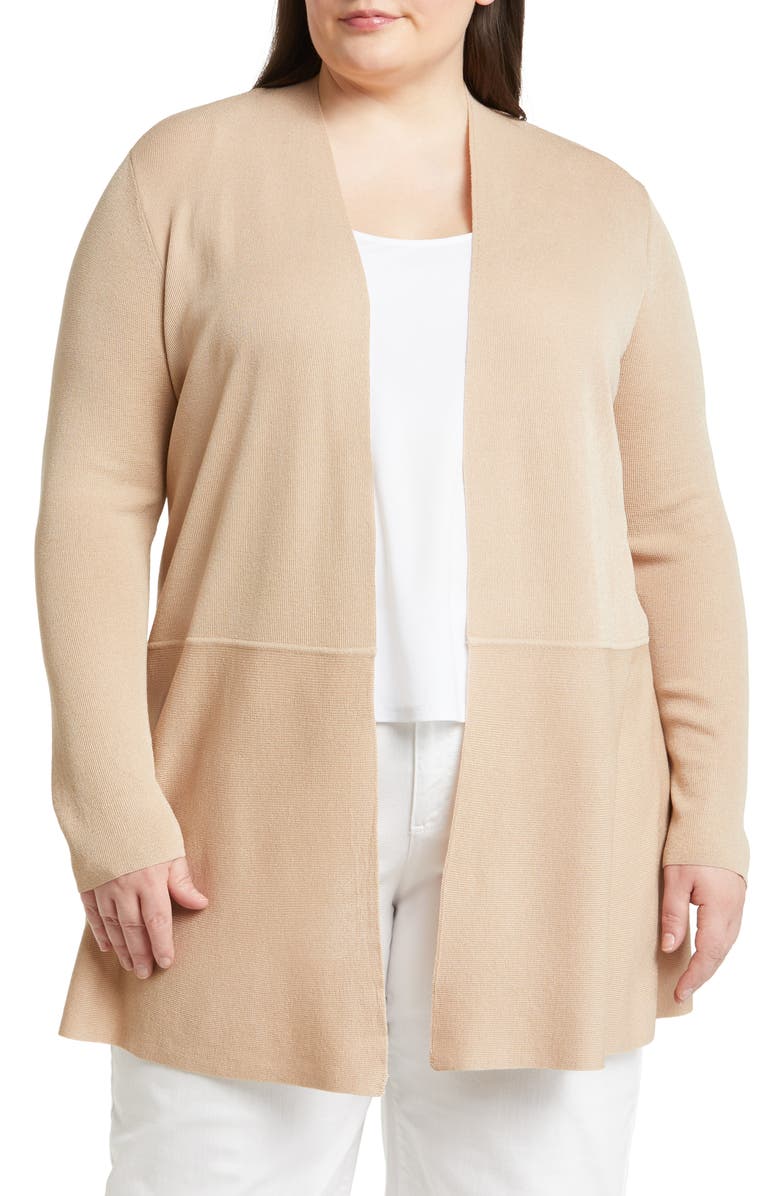Anne Klein Monterey Open Front Cardigan, Main, color, Latte