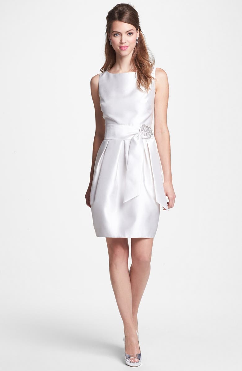 Eliza J Jeweled Sleeveless Satin Tulip Dress, Alternate, color,