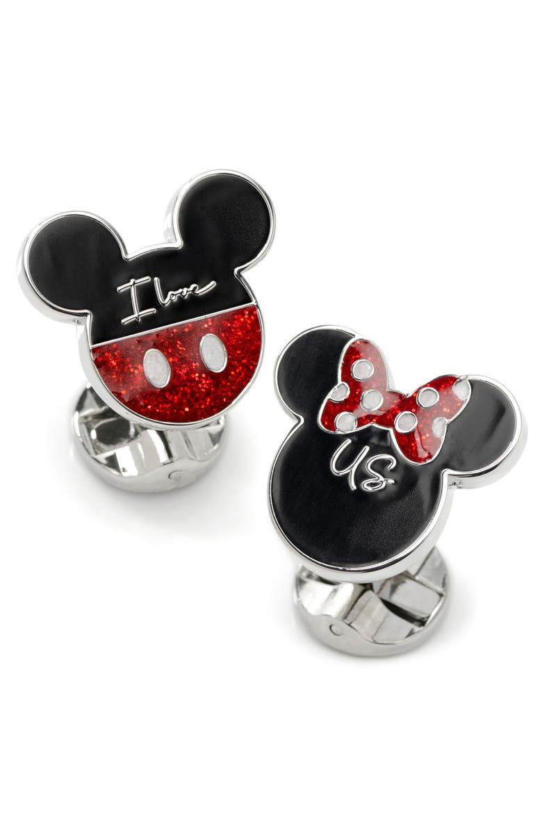 Cufflinks, Inc. x Disney Mickey & Minnie 'I Love Us' Cuff Links, Main, color, Black