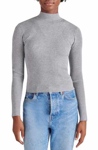Steve Madden Metallic Rib Mock Neck Sweater