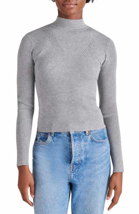 Steve Madden Metallic Rib Mock Neck Sweater