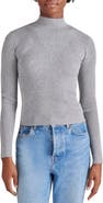 Steve Madden Metallic Rib Mock Neck Sweater