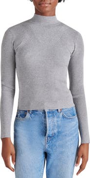 Steve Madden Metallic Rib Mock Neck Sweater