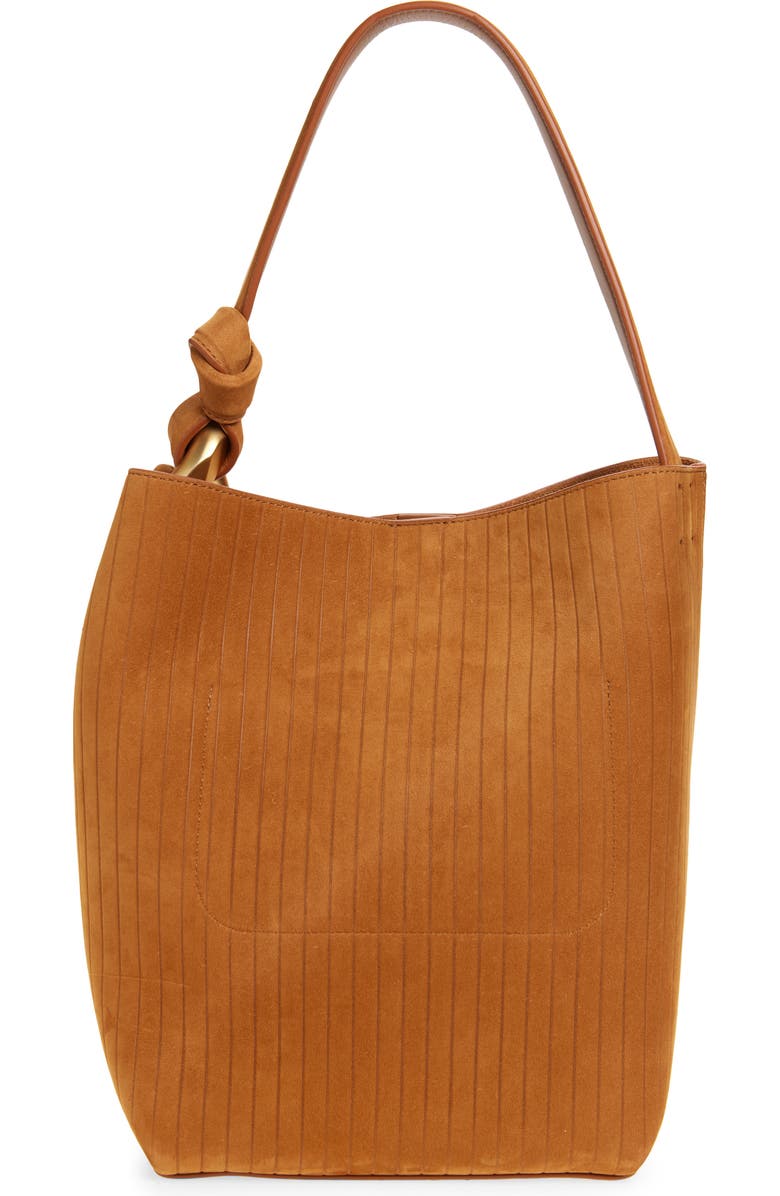 JW Anderson Corner Stripe Deerskin Tote, Alternate, color, Caramel 604