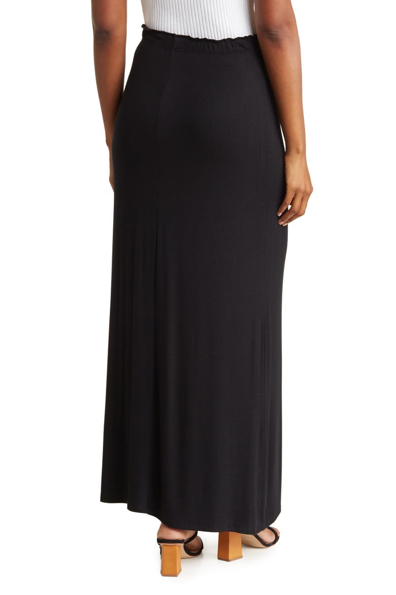 One Slit Ruffle Maxi Skirt, Alternate, color, BLACK