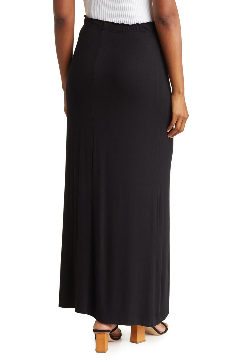 GO COUTURE One Slit Ruffle Maxi Skirt, Alternate, color, Black