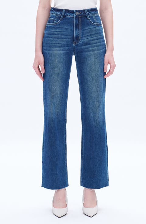 Raw Hem High Waist Wide Leg Jeans