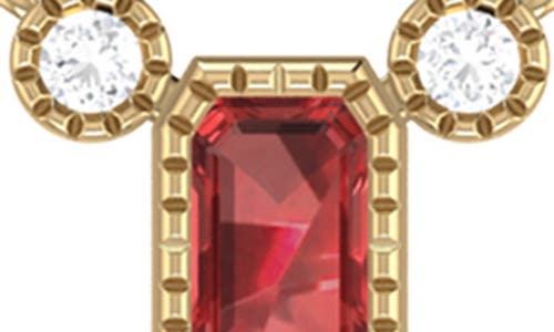 Luvmyjewelry La Vie Emerald Cut Garnet & Diamond Pendant Necklace In Gold