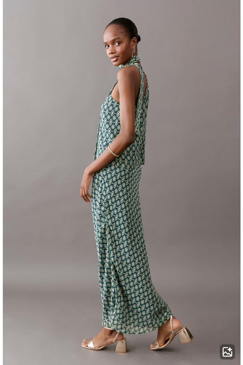 Print Maxi Skirt, Alternate, color, PETROL BLUE