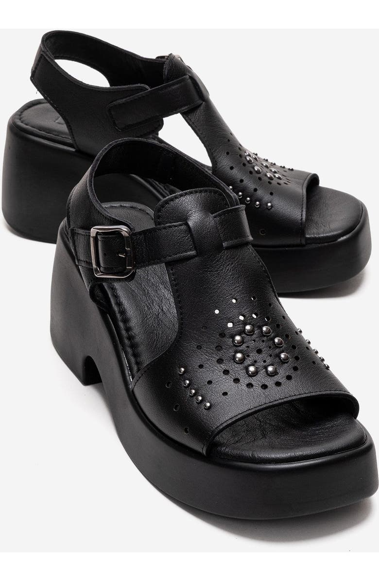 Forever & Always Shoes Romina Leather Platform Sandal, Main, color, Black