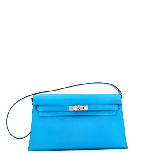 Pre-owned Hermes  Hermes Kelly Elan Shoulder Bag Chevre Chamkila In Blue
