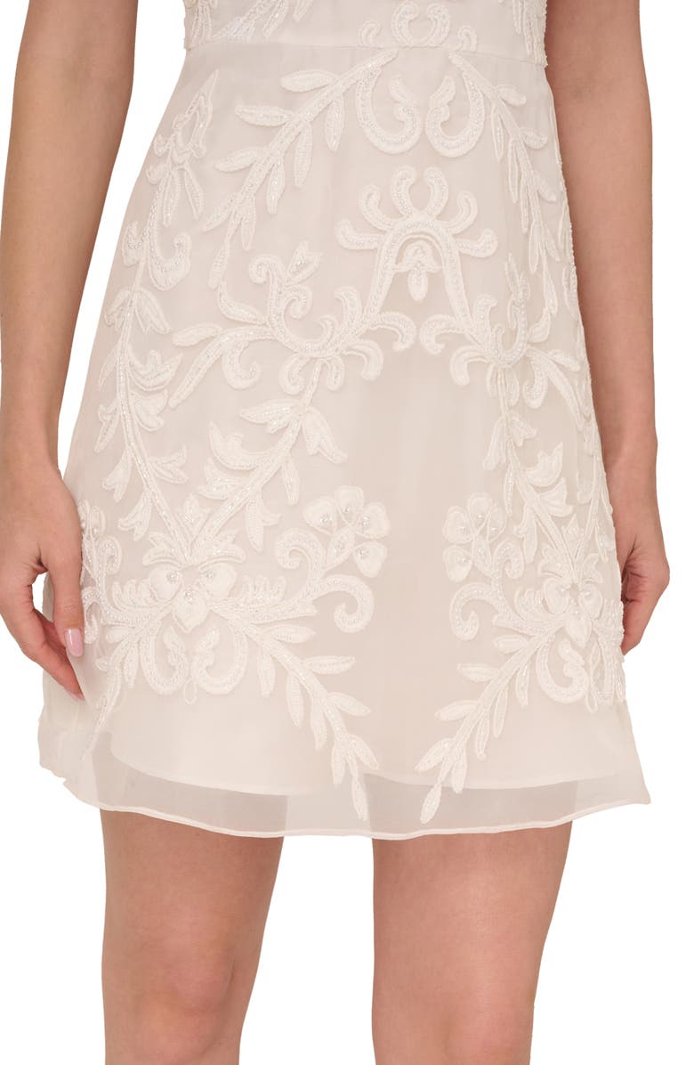 Adrianna Papell Beaded & Embroidered Sleeveless Minidress, Alternate, color, Ivory