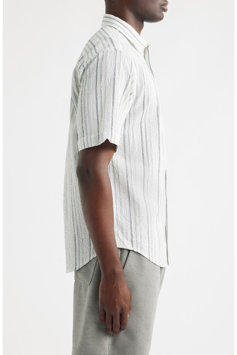 Nova Wave Silve Stripe Short Sleeve Seersucker Button-Up Shirt, Alternate, color, DUSTY SAGE