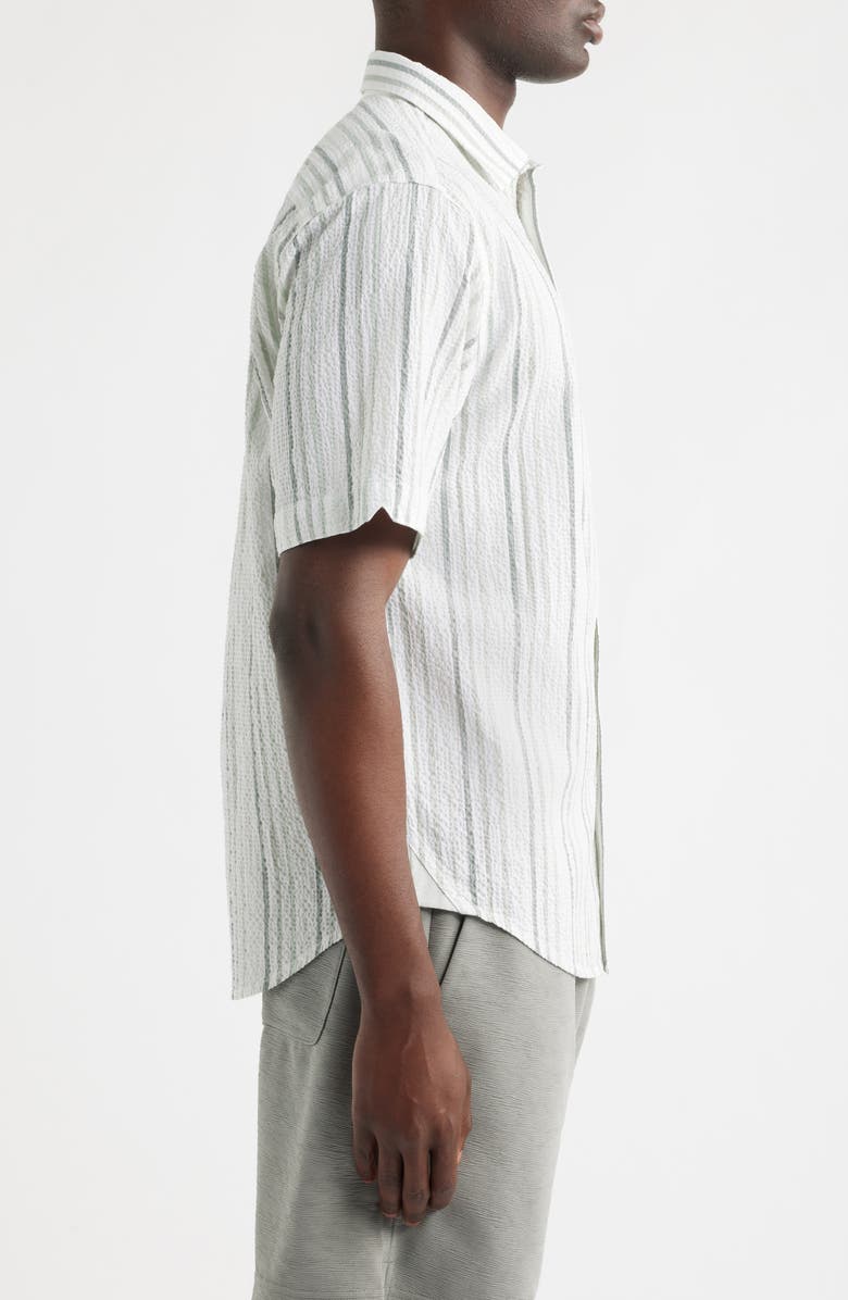 Tommy Bahama Nova Wave Silve Stripe Short Sleeve Seersucker Button-Up Shirt, Alternate, color, Dusty Sage