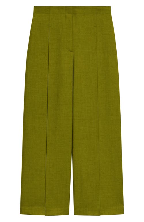 Theory City Pleated High Waist Wide Leg Pants In Green