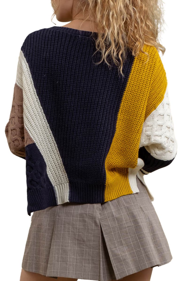 Blu Pepper Colorblock Sweater, Alternate, color, Navy Multi