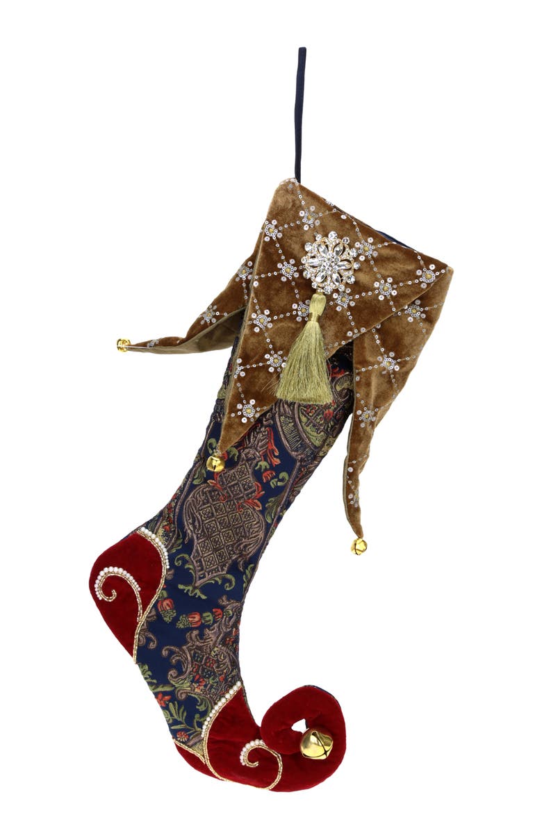 Mark Roberts Floral Jester Stocking, Main, color, Blue