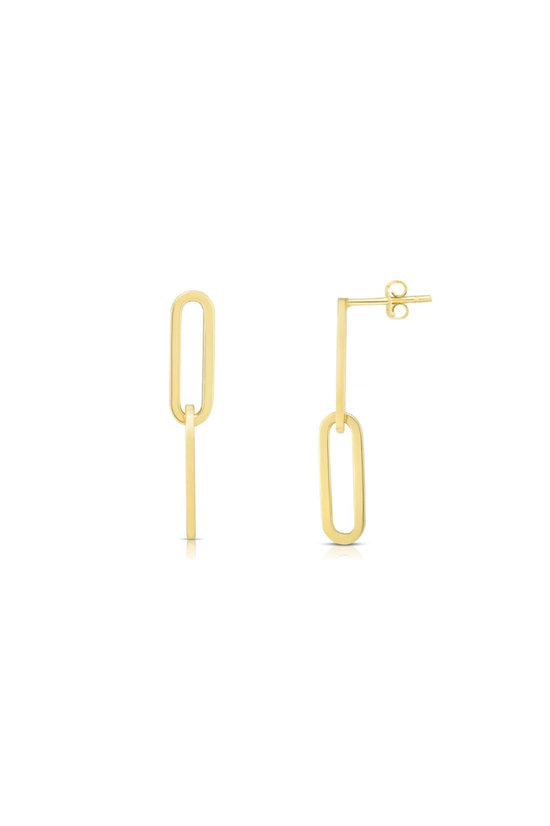 Double Link Paperclip Drop Earrings, Main, color, Yellow Gold