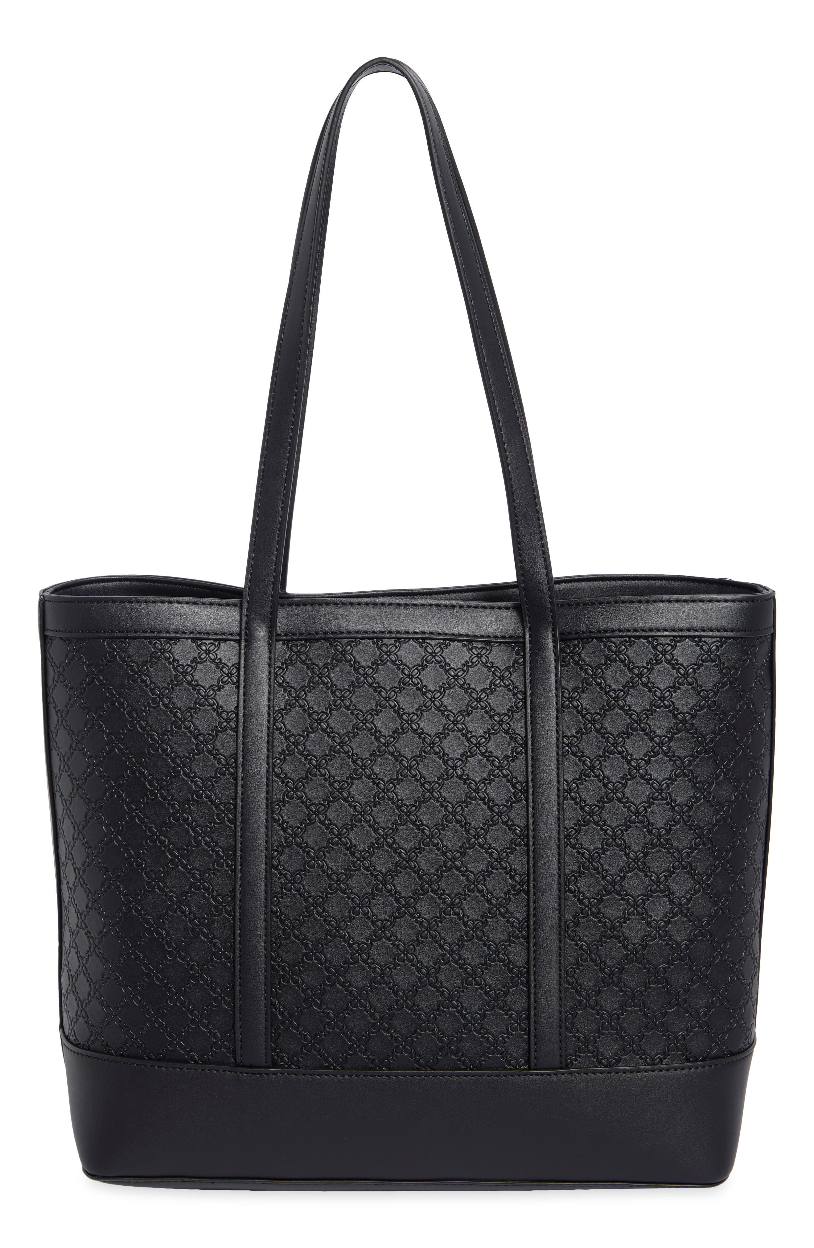 Noemi Faux Leather Tote, Alternate, color, BLACK