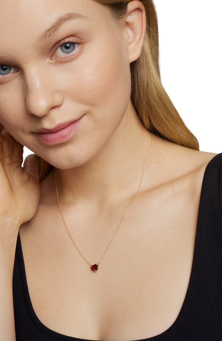 David Yurman Heart Pendant Necklace in 18K Yellow Gold with Garnet, Alternate, color, Gold