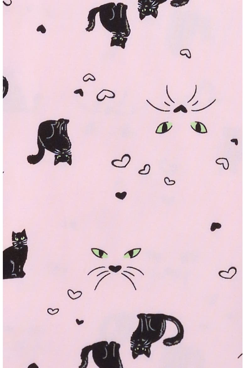 Kids' Glow in the Dark Fitted Two-Piece Pajamas, Alternate, color, PINK- BLACK CAT EYES
