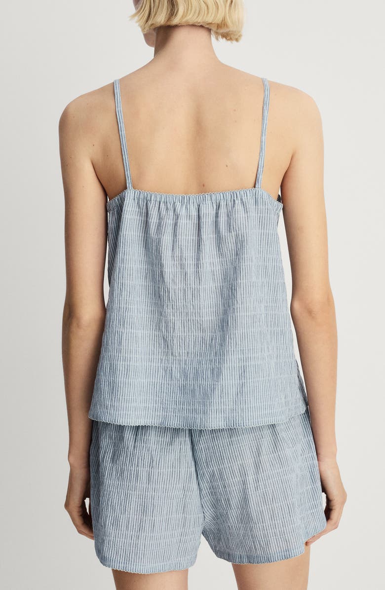 MANGO Stripe Seersucker Short Pajamas, Alternate, color, Mint Green