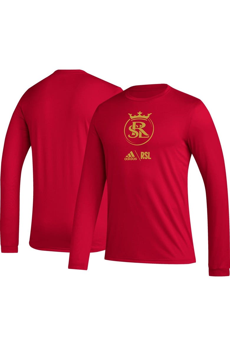 Men's adidas Red Real Salt Lake Icon AEROREADY Long Sleeve T-Shirt, Main, color, Red