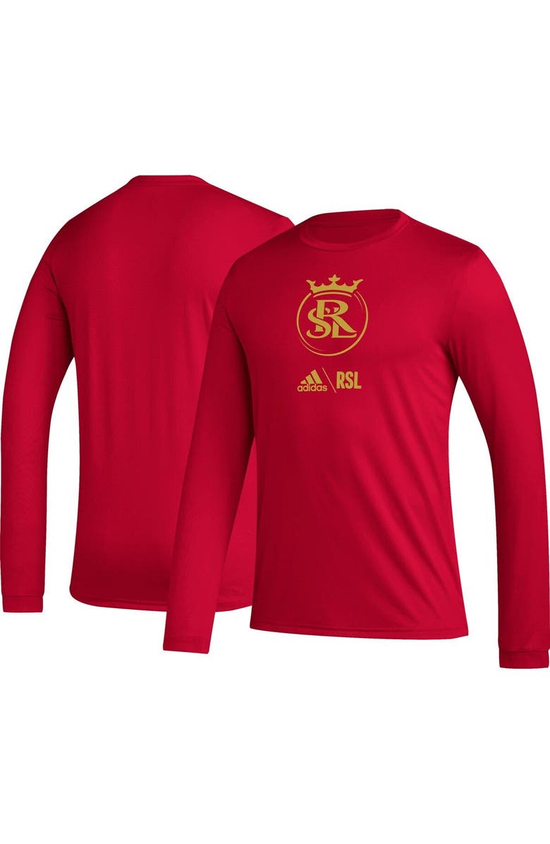 adidas Men's adidas Red Real Salt Lake Icon AEROREADY Long Sleeve T-Shirt, Main, color, Red