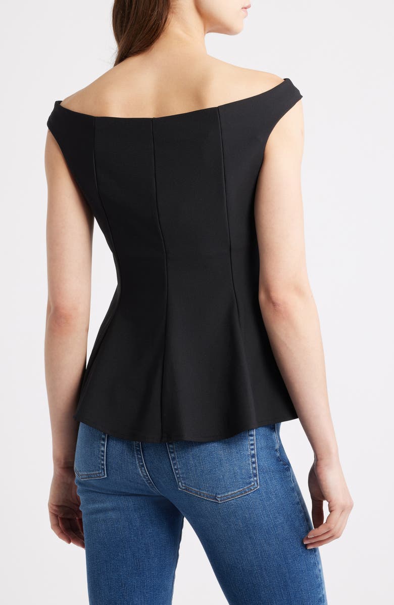 MANGO Off the Shoulder Peplum Top, Alternate, color, Black
