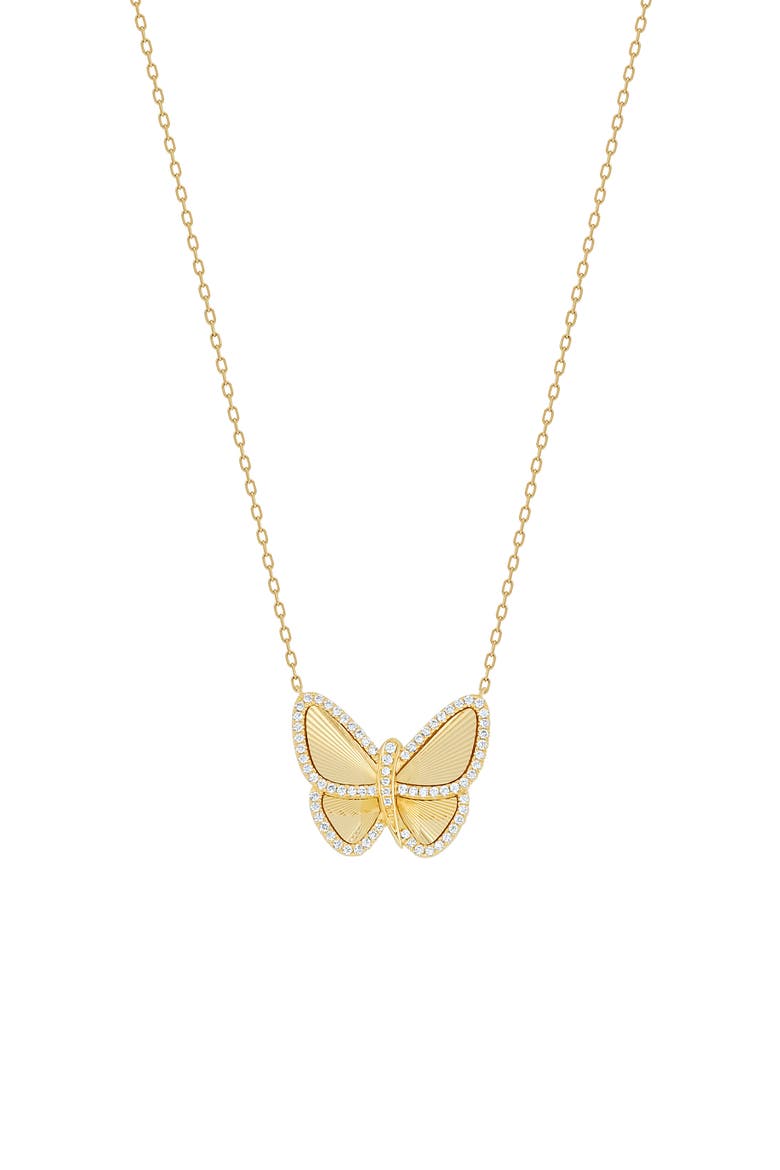 Icon Pavé Diamond Butterfly Pendant Necklace (Nordstrom Exclusive), Main, color, 18K YELLOW GOLD