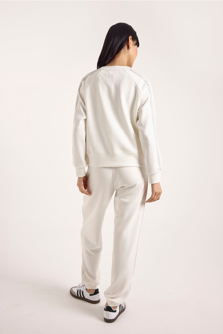 Stripe Sleeve Crew Neck Sweatshirt, Alternate, color, Ivory