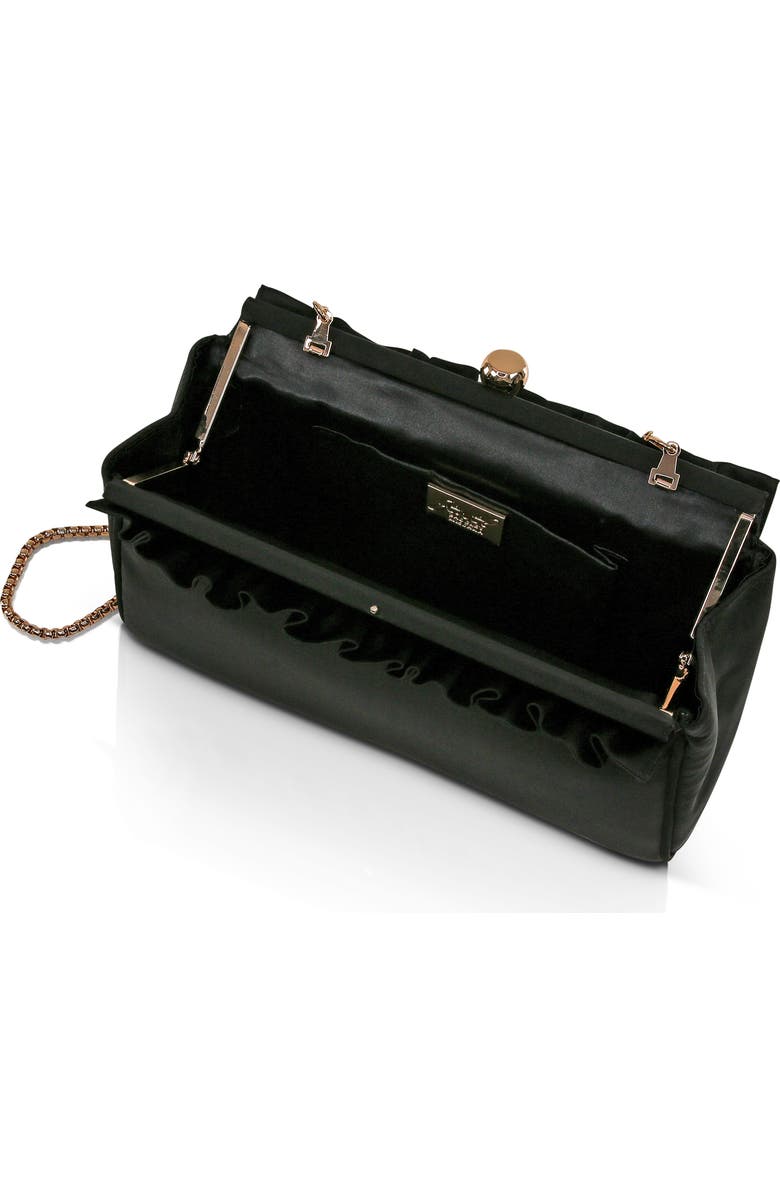 Jewel Badgley Mischka Olivia Satin Ruffle Top Pouch Clutch, Alternate, color,