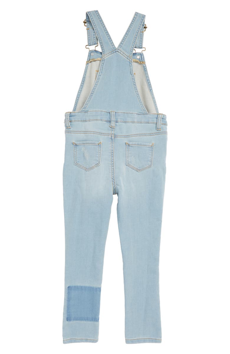 Stem Distressed Denim Skinny Overalls, Alternate, color,