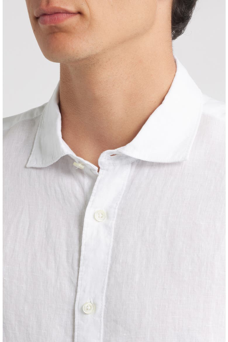 Axel Shaped Fit Linen Button-Up Shirt, Alternate, color, WHITE