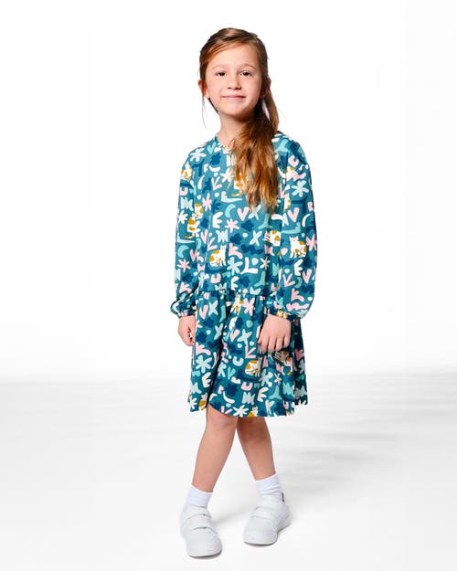 Deux Par Deux Jersey Dress Cat In Blue