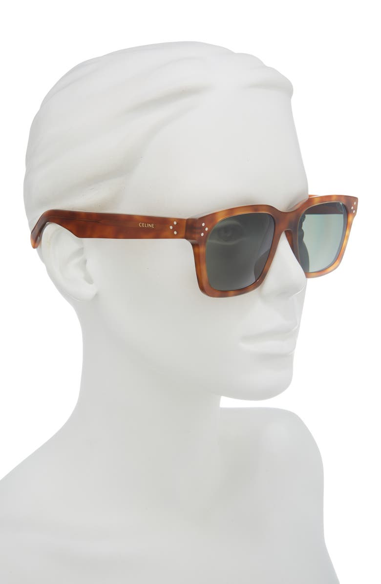 CELINE Bold 3 Dots 54mm Geometric Sunglasses, Alternate, color, Red Havana / Green