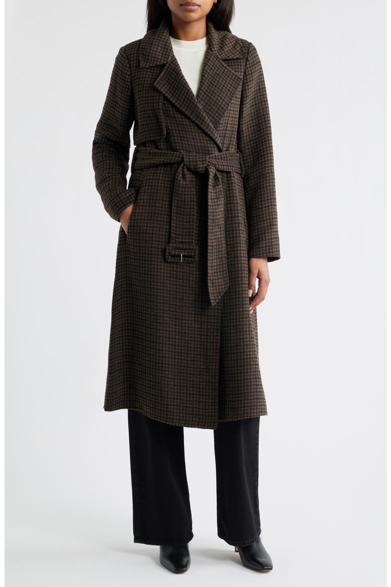 BCBGMAXAZRIA Houndstooth Double Face Belted Coat (Women) | Nordstrom